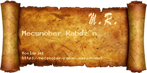 Mecsnober Rabán névjegykártya